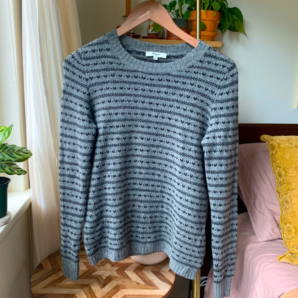 Madewell wool heart sweater grey